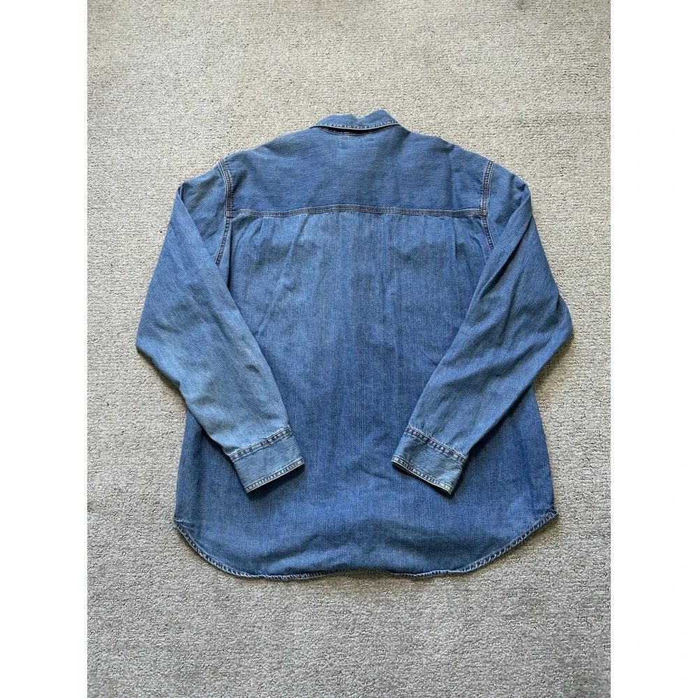 Levi's Vintage Blue Denim Shirt Men's XLT  Brass Button Up Western Work Shirt